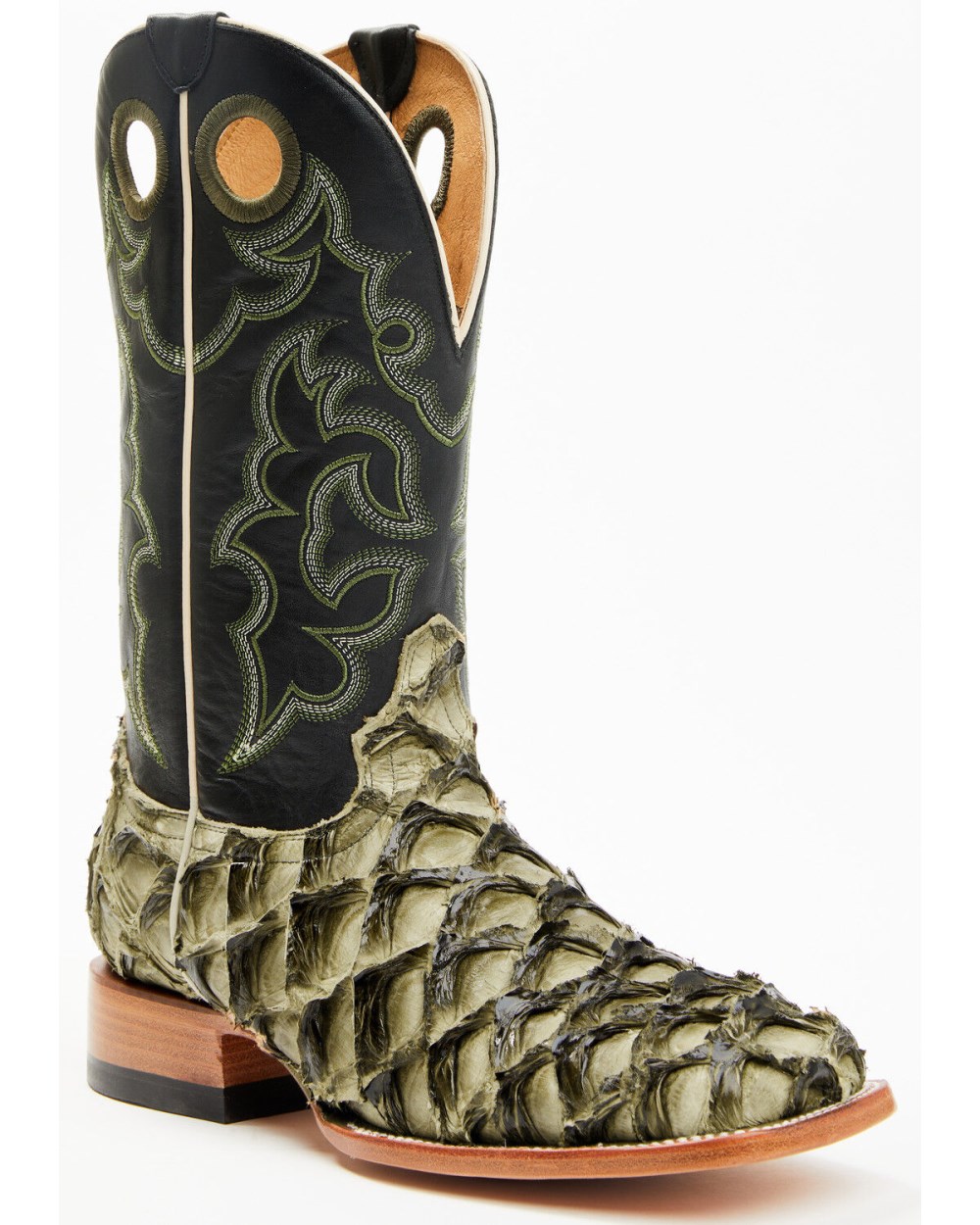 Cody James - Men's Malaga Exotic Pirarucu Western Boots - Broad Square Toe | Olive