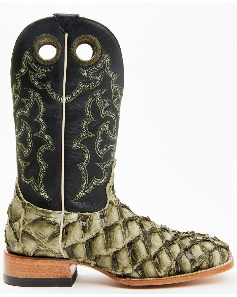 Cody James - Men's Malaga Exotic Pirarucu Western Boots - Broad Square Toe | Olive