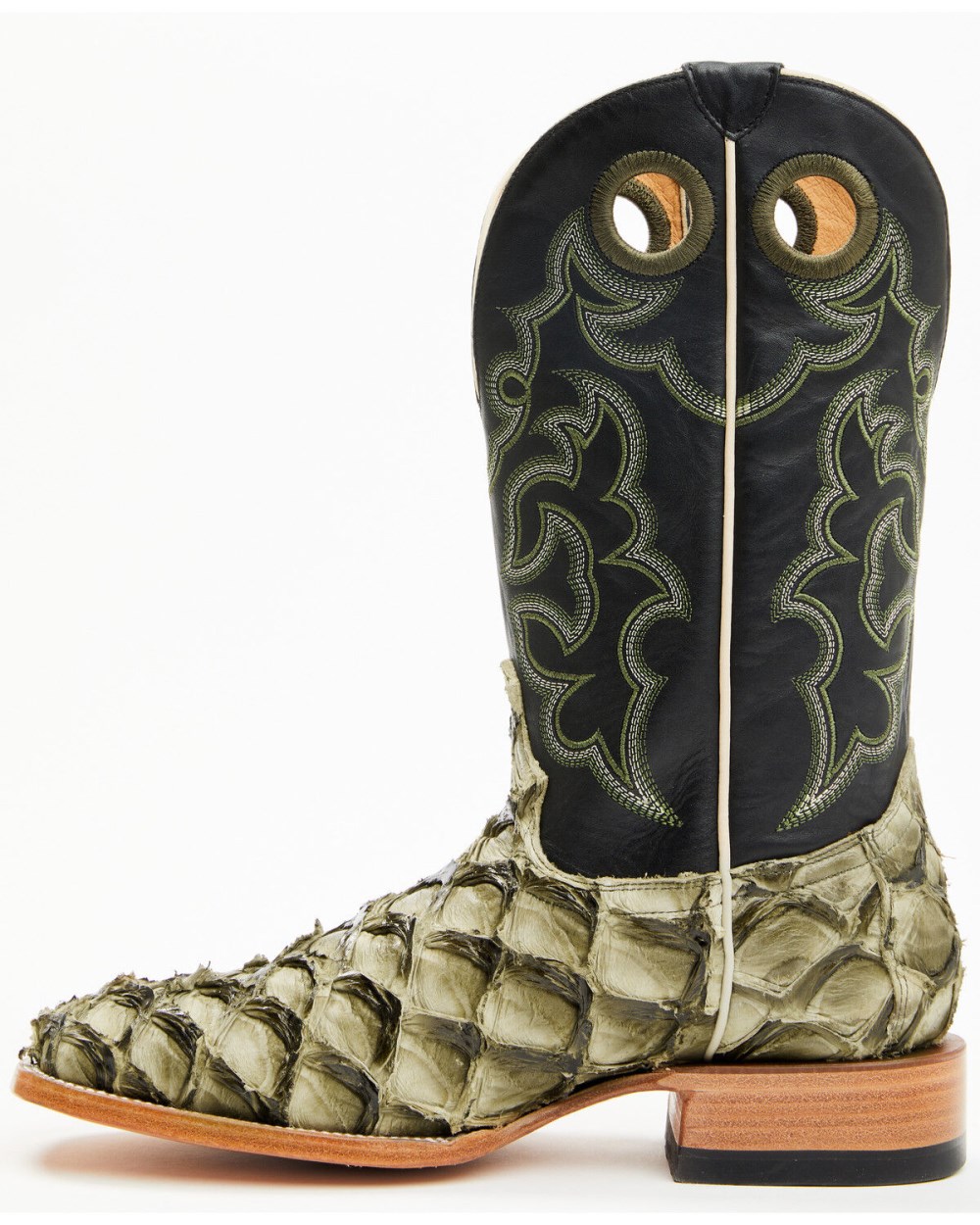 Cody James - Men's Malaga Exotic Pirarucu Western Boots - Broad Square Toe | Olive