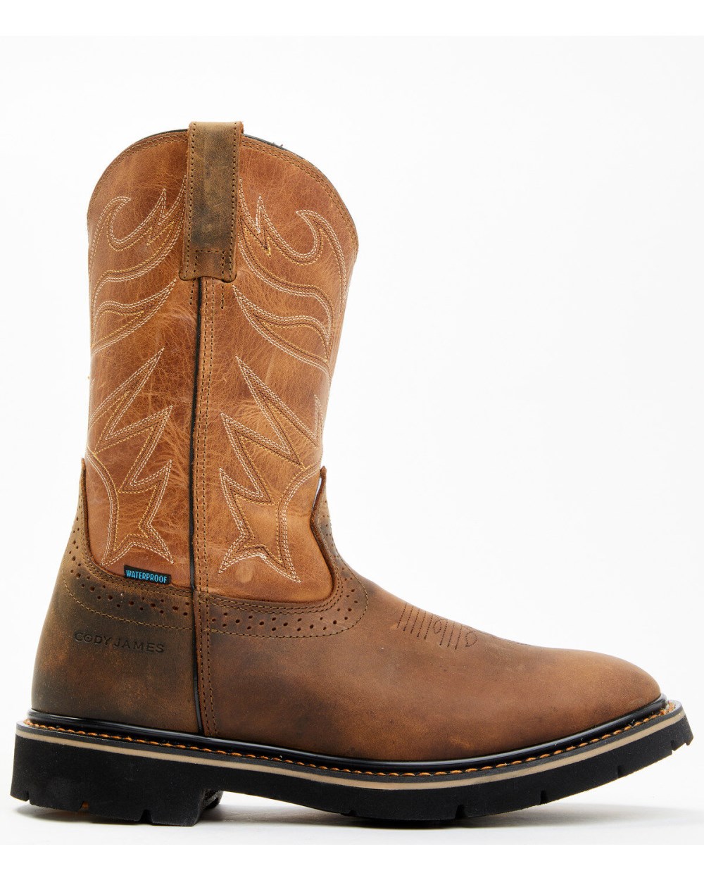 Cody James - Men's Mustang Pull-On Waterproof Work Boots - Soft Toe | Tan
