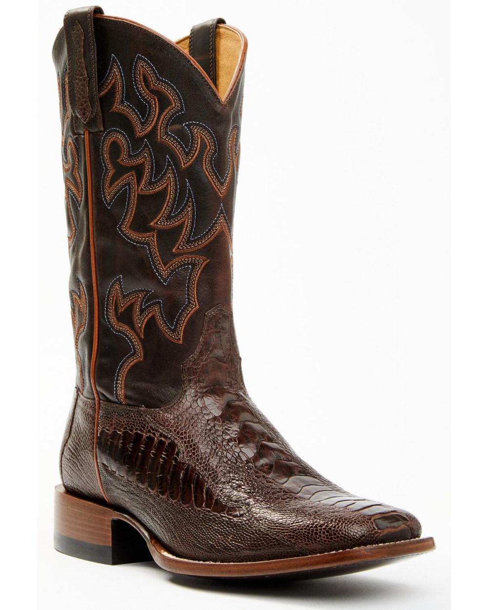 Cody James - Men's Antique Cafe Ostrich Leg Exotic Western Boots - Broad Square Toe | Brown