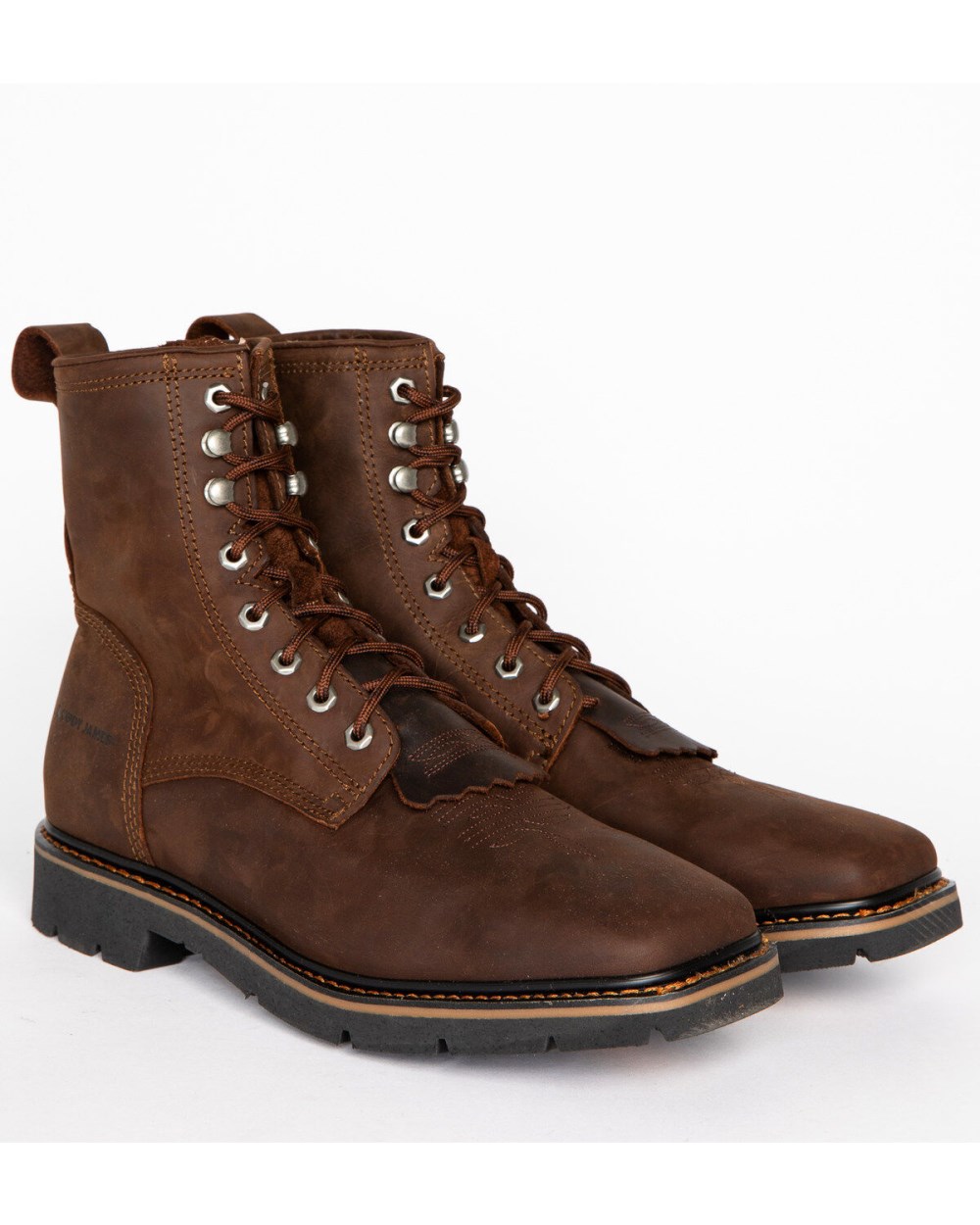 Cody James - Men's Mustang Lace-Up Kiltie Work Boots - Soft Toe | Brown