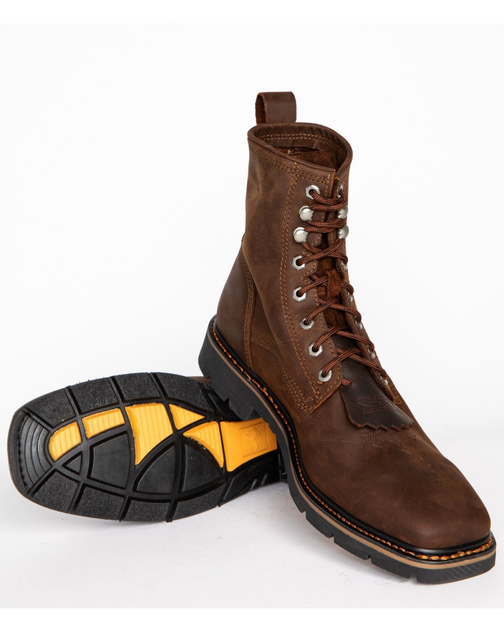 Cody James - Men's Mustang Lace-Up Kiltie Work Boots - Soft Toe | Brown