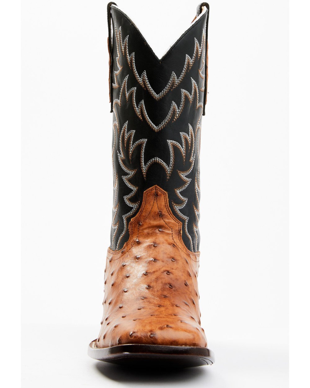 Cody James - Men's Full Quill Cognac Ostrich Exotic Western Boots - Broad Square Toe | Black