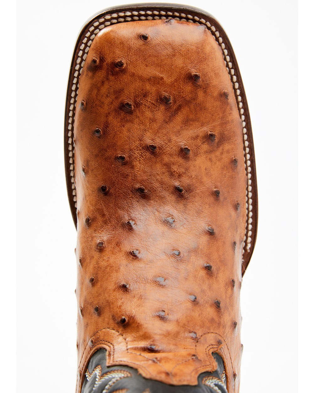 Cody James - Men's Full Quill Cognac Ostrich Exotic Western Boots - Broad Square Toe | Black