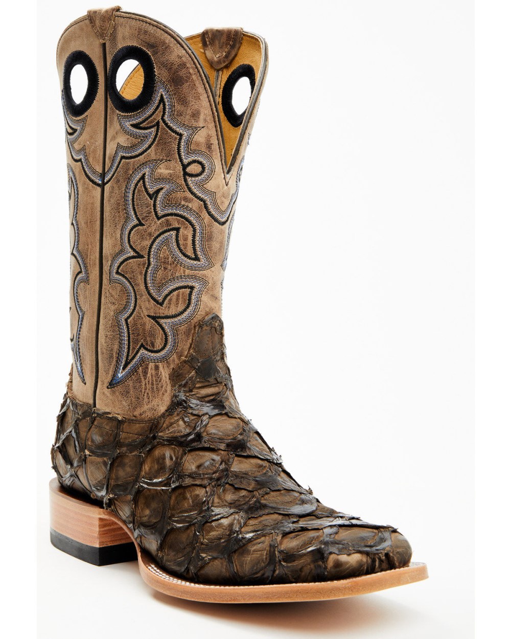 Cody James - Men's Exotic Pirarucu Western Boots - Broad Square Toe | Brown