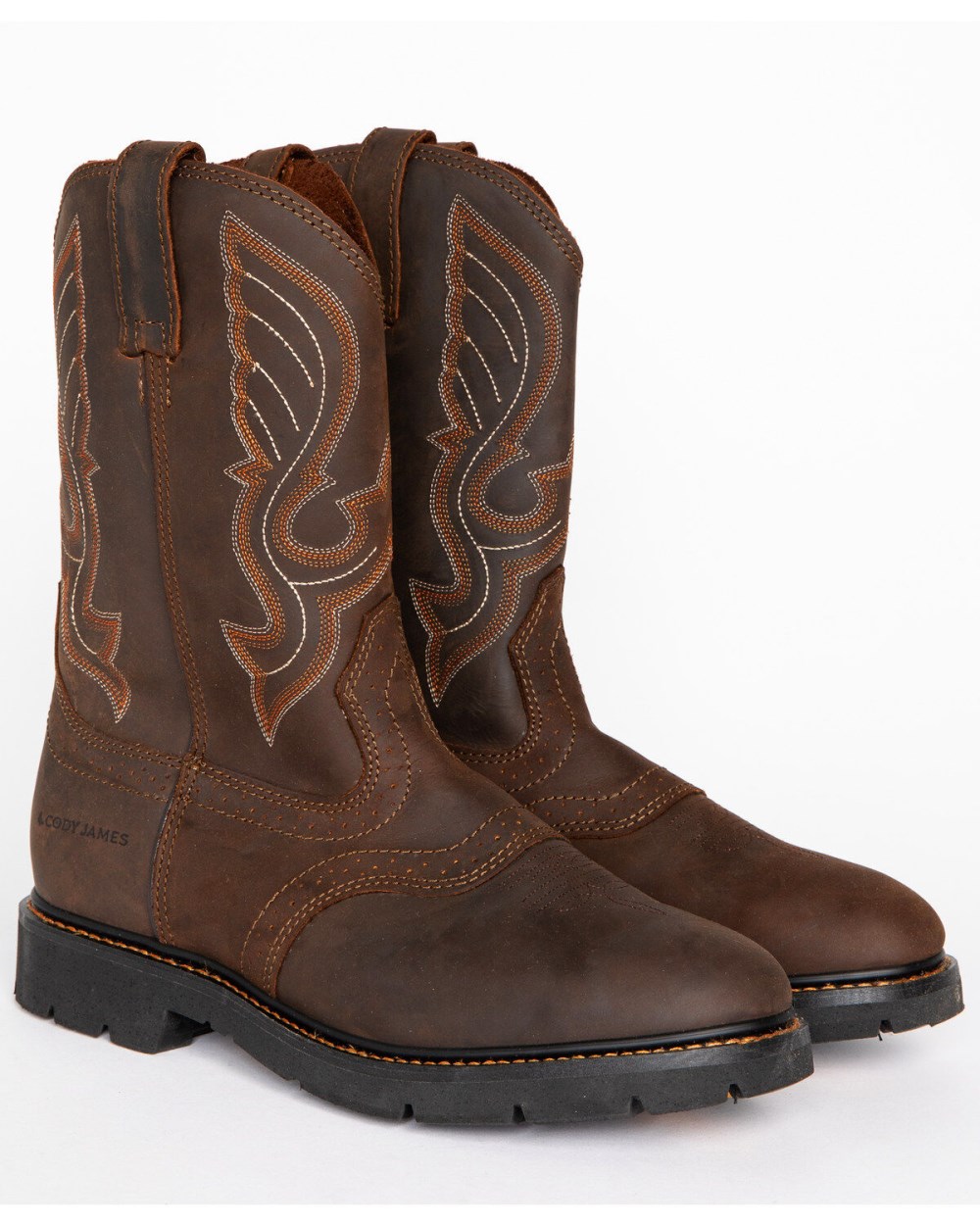 Cody James - Men's Mustang Western Pull-On Work Boots - Soft Toe | Brown