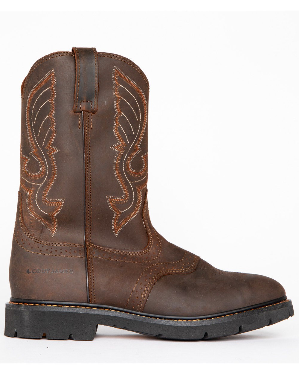 Cody James - Men's Mustang Western Pull-On Work Boots - Soft Toe | Brown