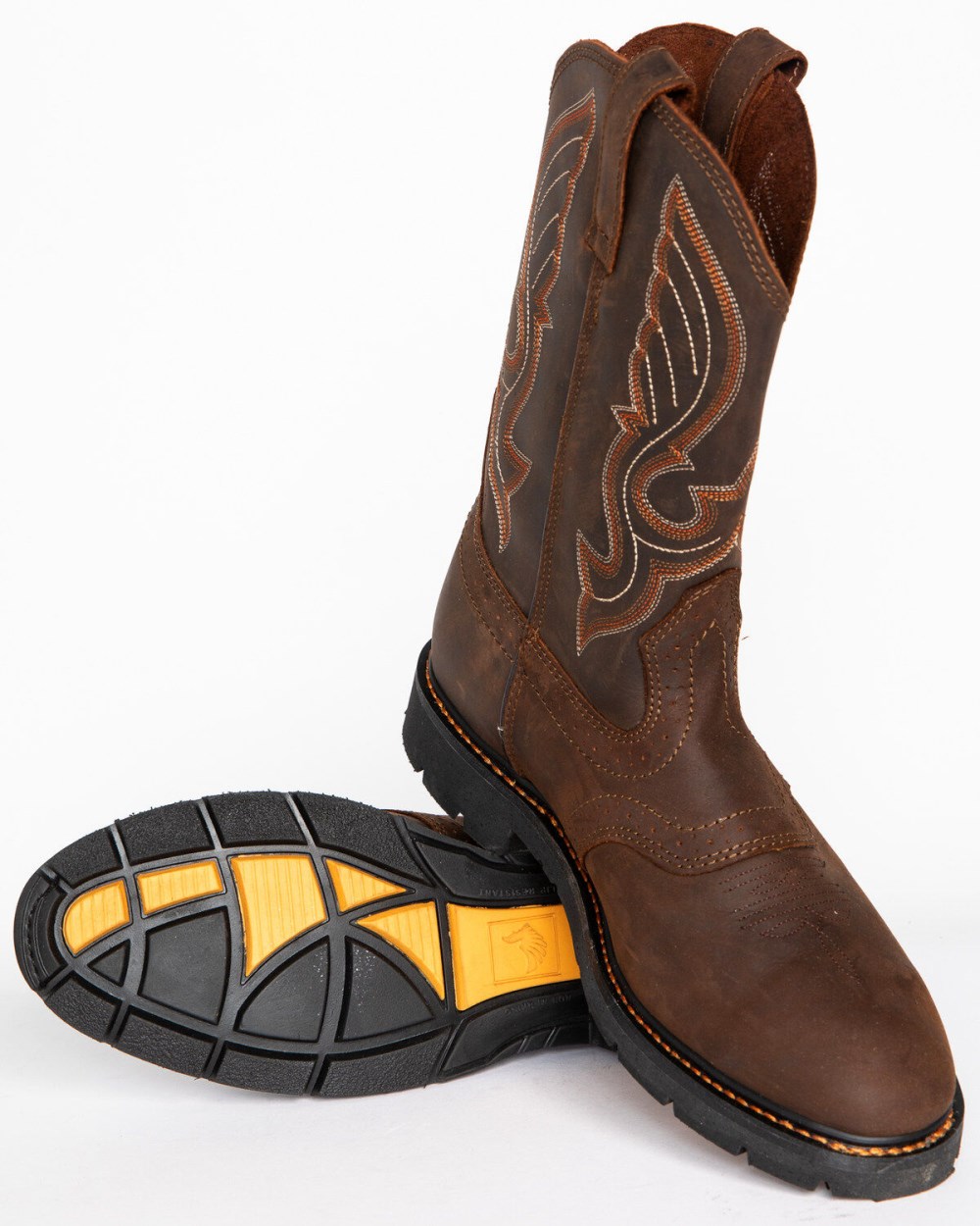 Cody James - Men's Mustang Western Pull-On Work Boots - Soft Toe | Brown
