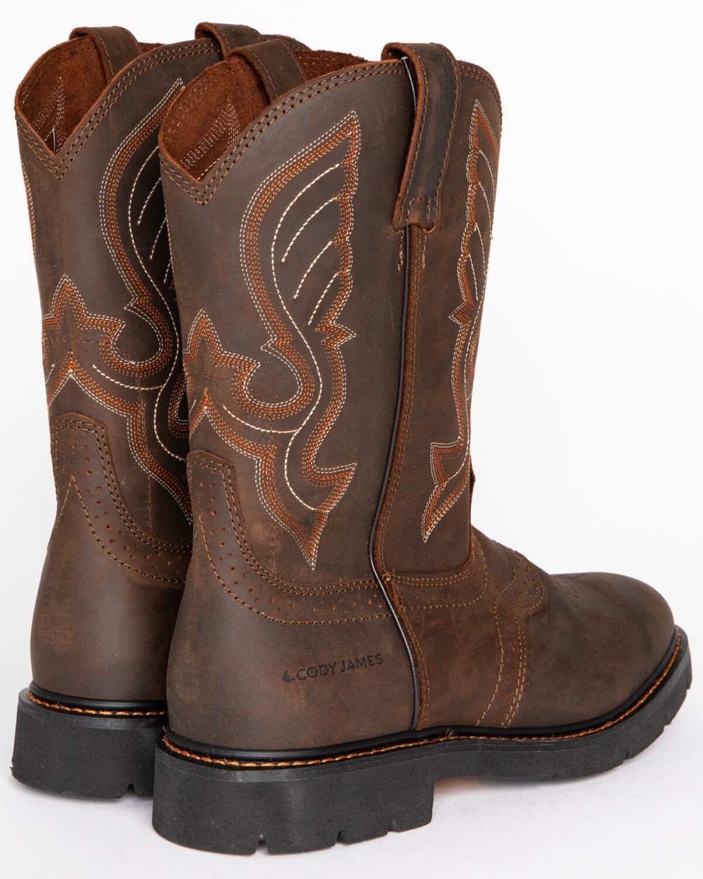 Cody James - Men's Mustang Western Pull-On Work Boots - Soft Toe | Brown