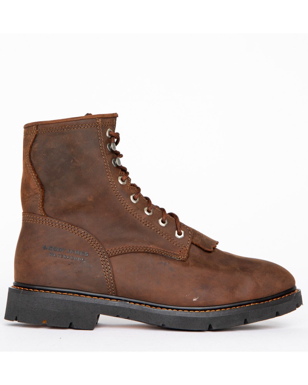 Cody James - Men's 8" Mustang Waterproof Lace-Up Kiltie Work Boots - Soft Toe | Brown