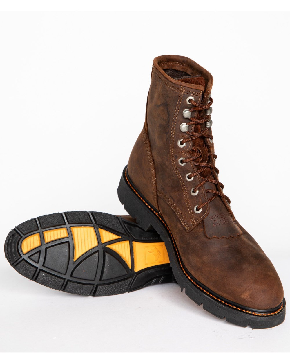 Cody James - Men's 8" Mustang Waterproof Lace-Up Kiltie Work Boots - Soft Toe | Brown