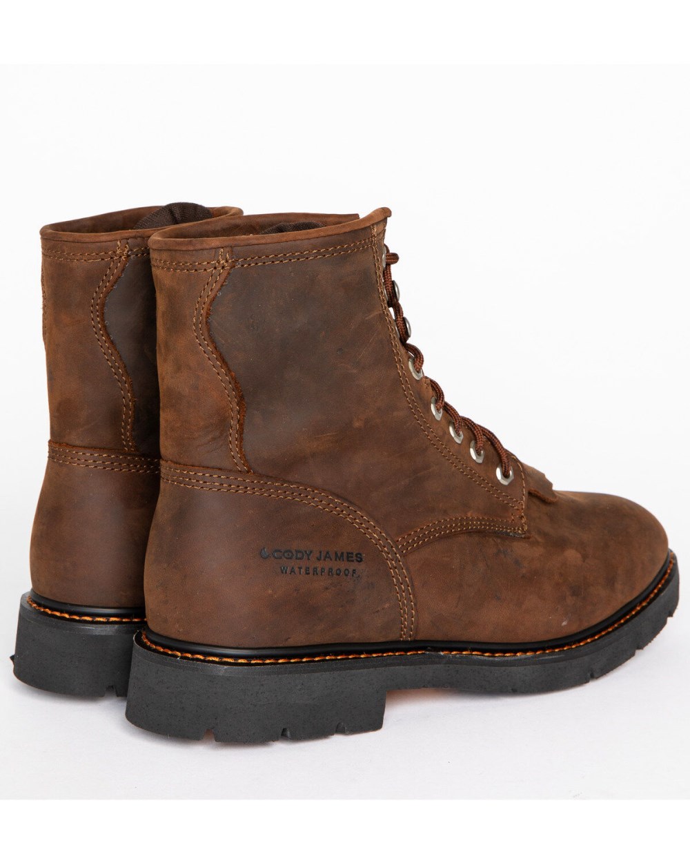 Cody James - Men's 8" Mustang Waterproof Lace-Up Kiltie Work Boots - Soft Toe | Brown