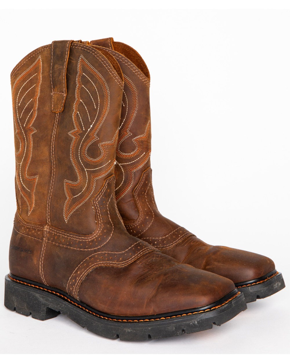 Cody James - Men's Broad Square Toe Western Work Boots | Brown