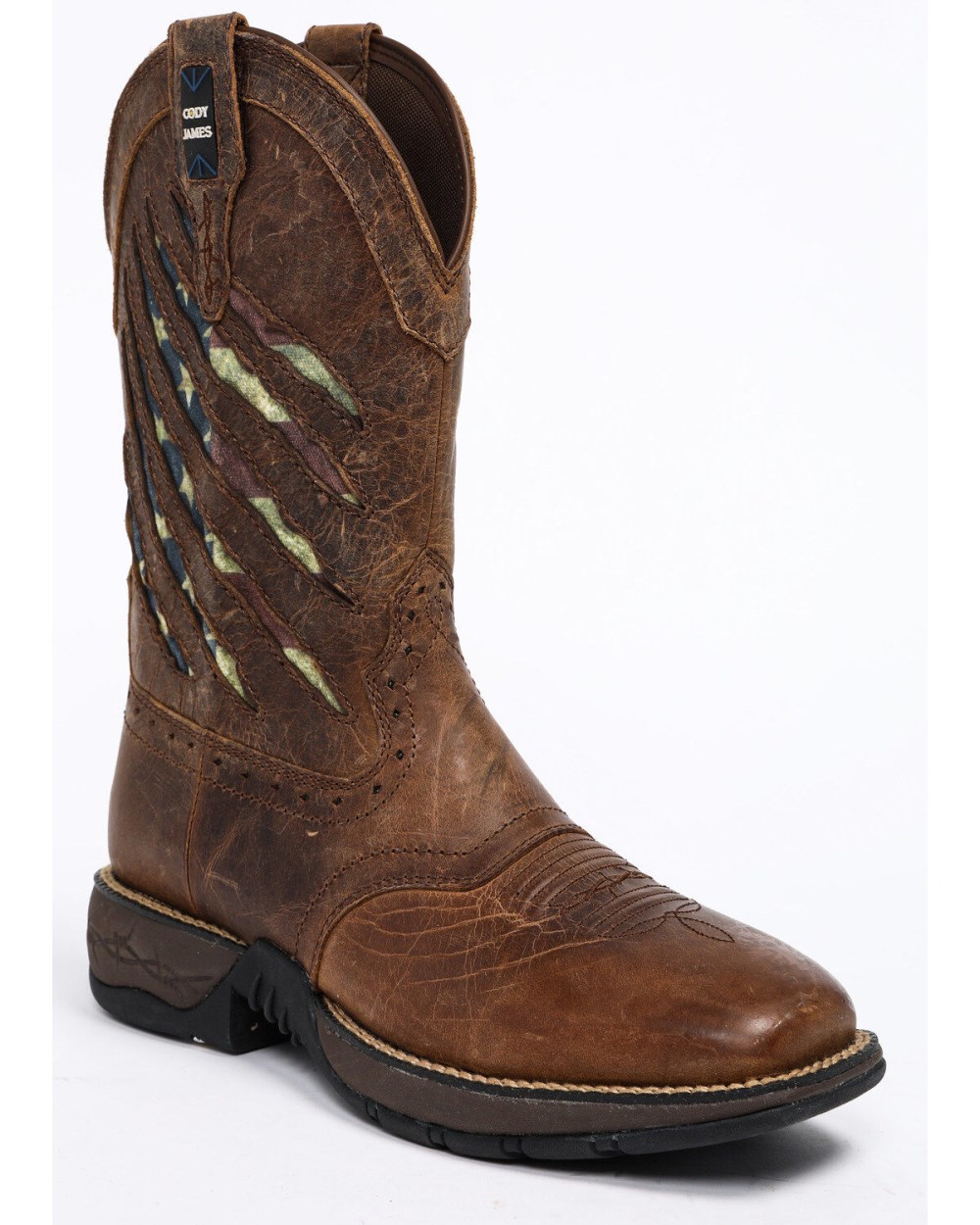 Cody James - Men's Scratch American Flag Lite Performance Western Boots - Square Toe | Brown