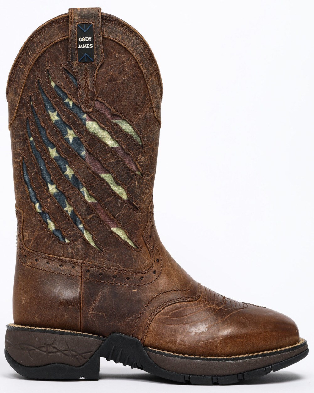 Cody James - Men's Scratch American Flag Lite Performance Western Boots - Square Toe | Brown