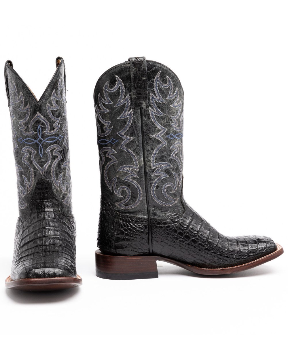 Cody James - Men's Caiman Embroidered Exotic Boots - Broad Square Toe | Black