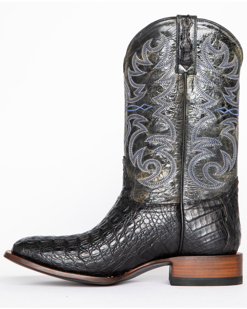 Cody James - Men's Caiman Embroidered Exotic Boots - Broad Square Toe | Black