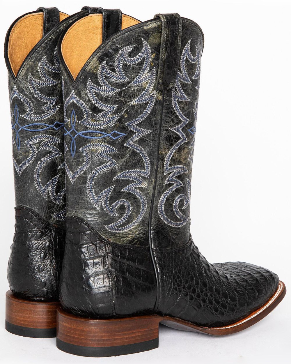 Cody James - Men's Caiman Embroidered Exotic Boots - Broad Square Toe | Black
