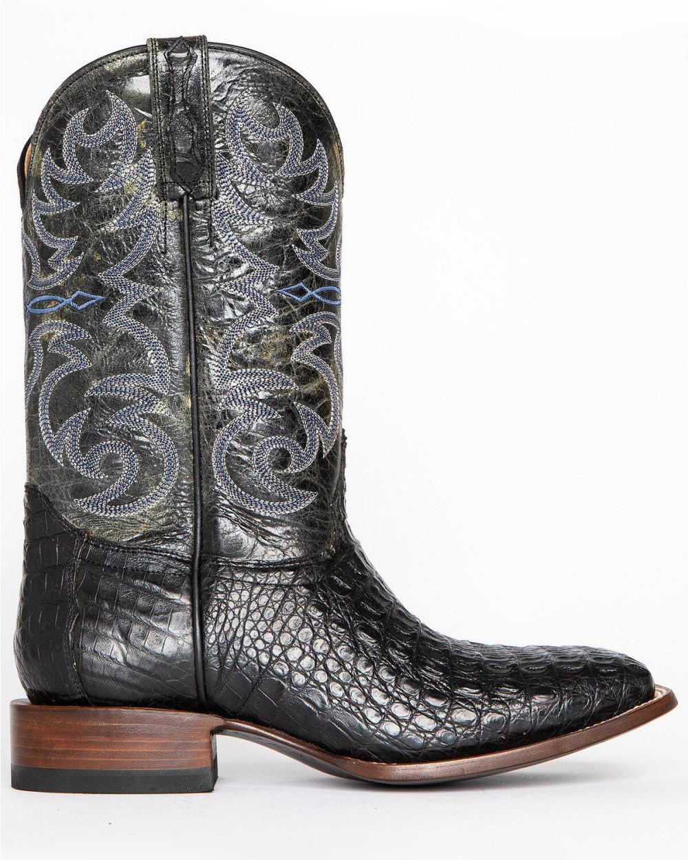 Cody James - Men's Caiman Embroidered Exotic Boots - Broad Square Toe | Black