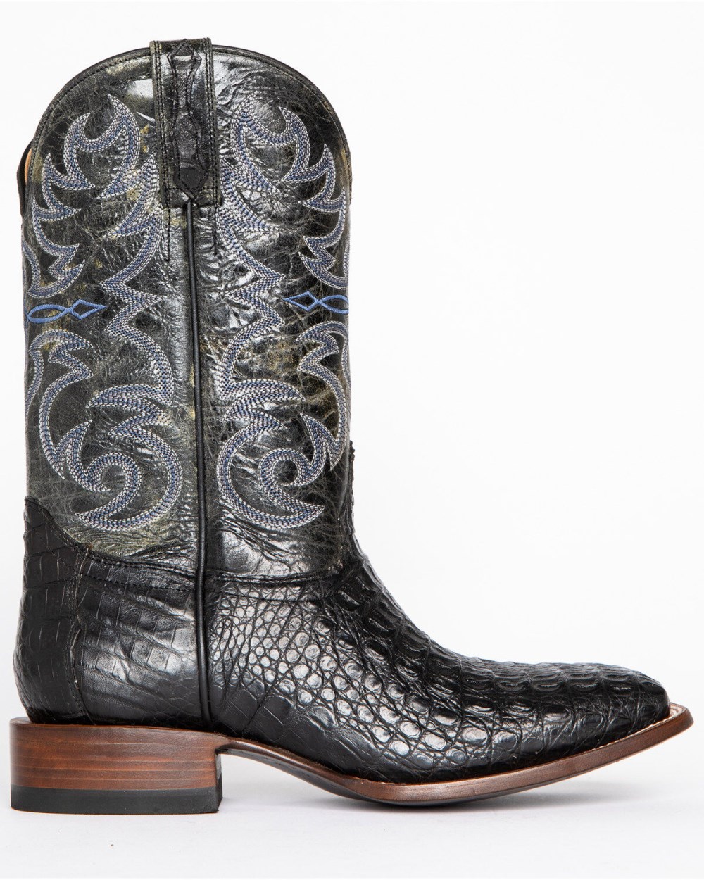 Cody James - Men's Caiman Embroidered Exotic Boots - Broad Square Toe | Black