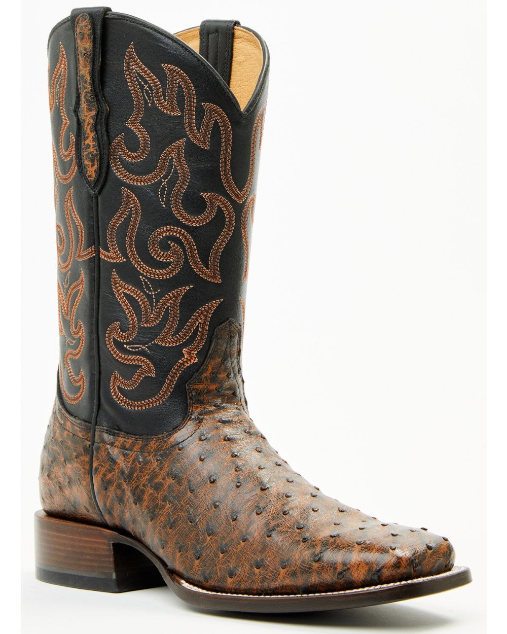 Cody James - Men's Exotic Full Quill Ostrich Western Boots - Broad Square Toe | Brandy Brown