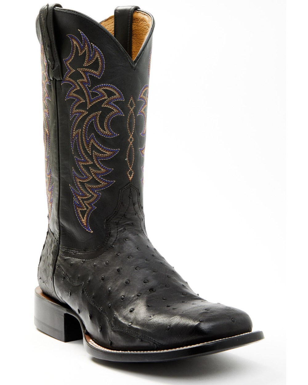 Cody James - Men's Exotic Full-Quill Ostrich Western Boots - Broad Square Toe | Black