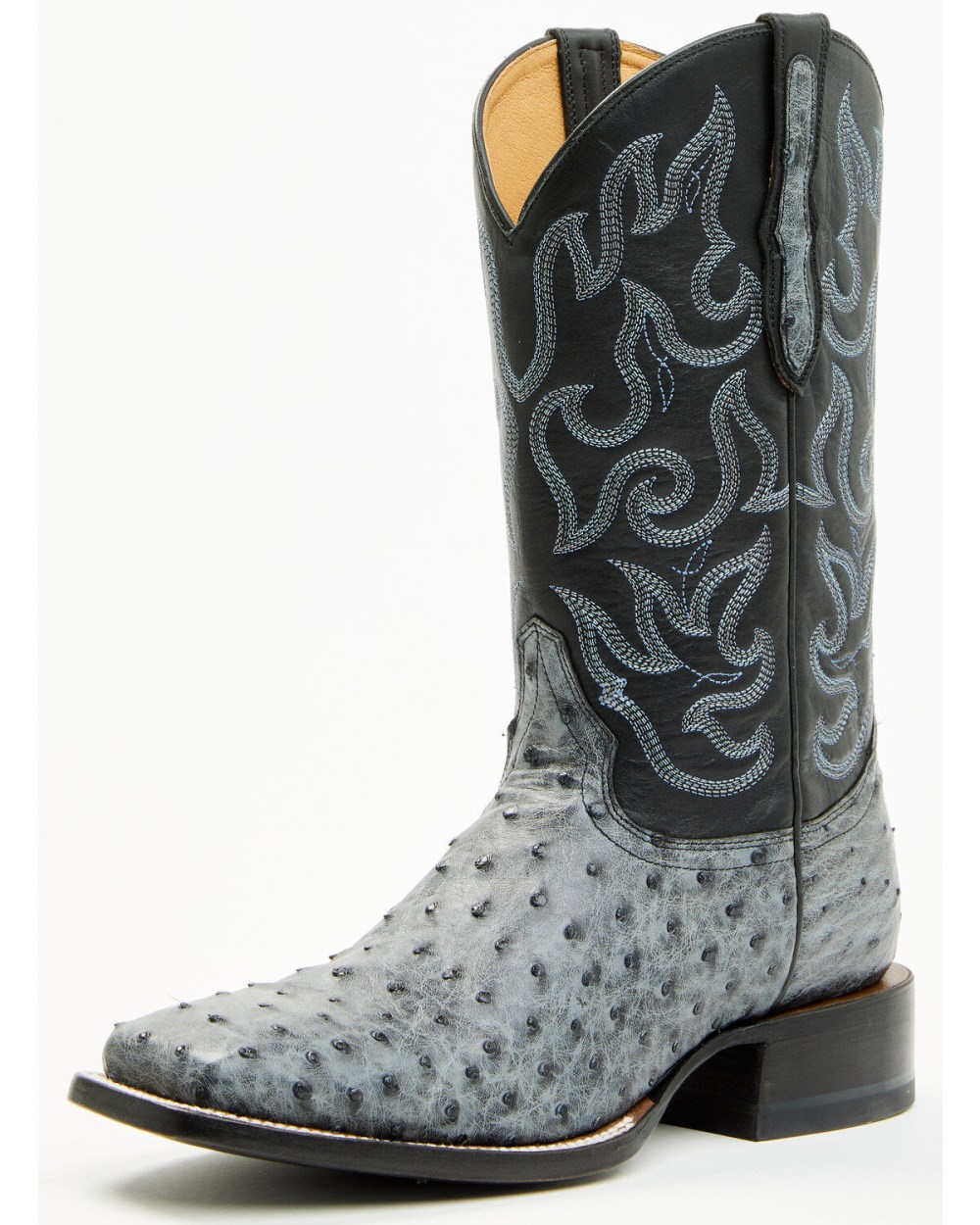 Cody James - Men's Exotic Full Quill Ostrich Western Boots - Broad Square Toe | Grey