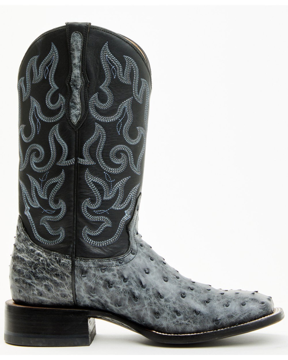 Cody James - Men's Exotic Full Quill Ostrich Western Boots - Broad Square Toe | Grey