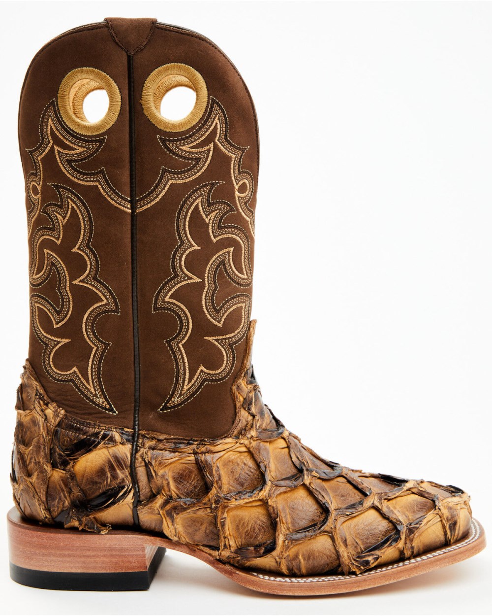 Cody James - Men's Exotic Pirarucu Western Boots - Broad Square Toe | Beige/khaki