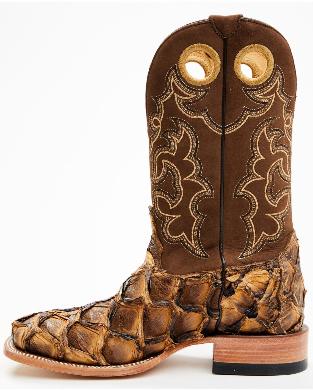 Cody James - Men's Exotic Pirarucu Western Boots - Broad Square Toe | Beige/khaki