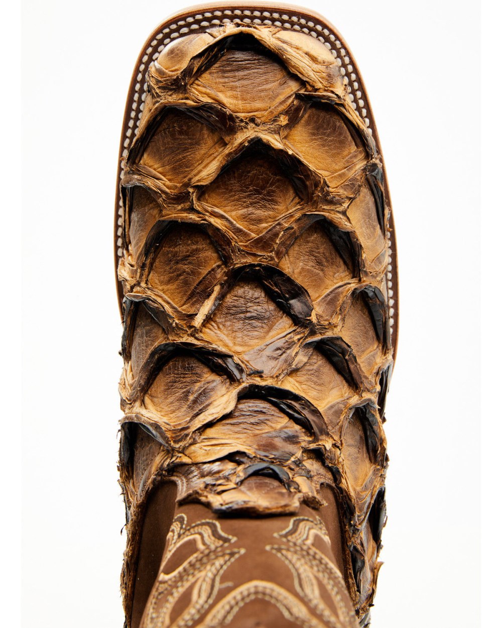 Cody James - Men's Exotic Pirarucu Western Boots - Broad Square Toe | Beige/khaki