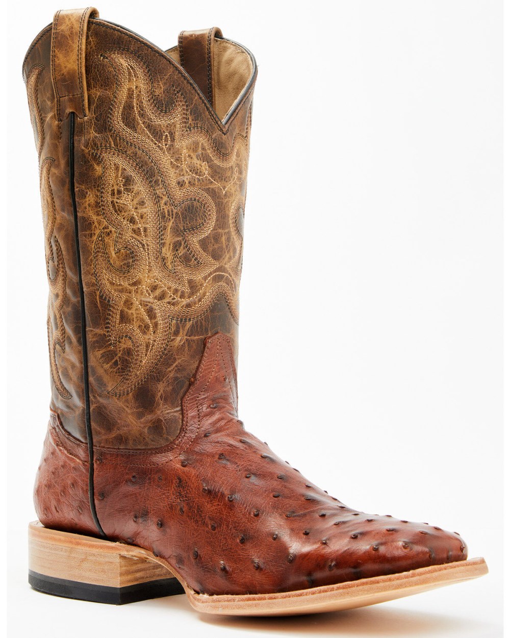 Cody James - Men's Exotic Full Quill Ostrich Western Boots - Broad Square Toe | Brown