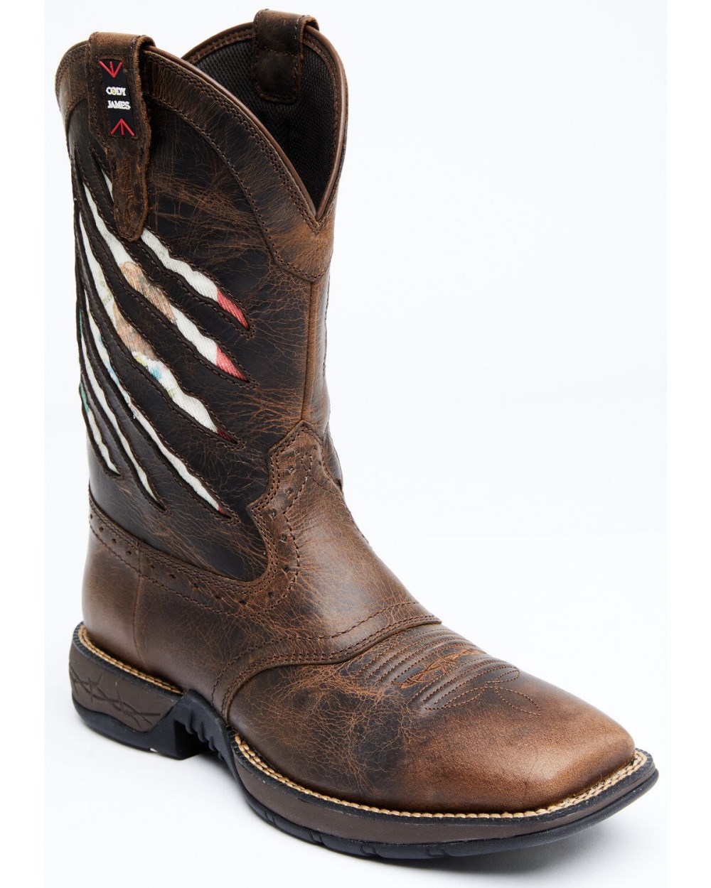 Cody James - Men's Scratch Mexico Flag Lite Performance Western Boots - Broad Square Toe | Brown