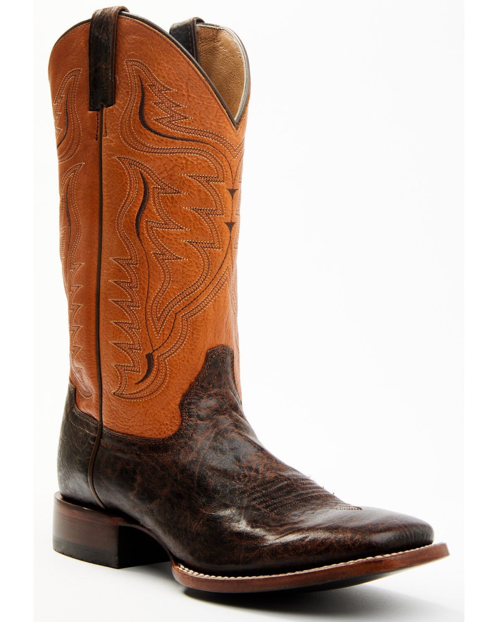 Cody James - Men's Melbourne Cognac Leather Western Boots - Broad Square Toe | Orange