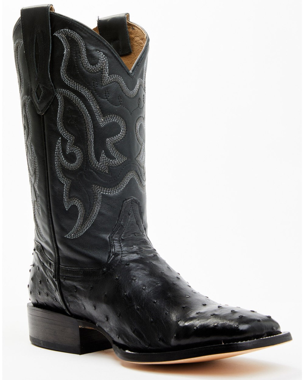 Cody James - Men's Exotic Full Quill Ostrich Western Boots - Broad Square Toe | Black