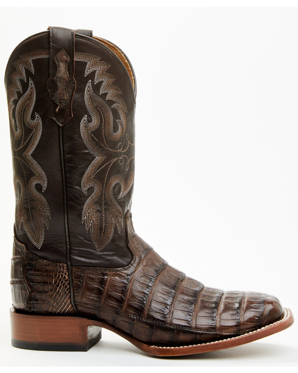 Cody James - Men's Exotic Caiman Tail Skin Western Boots - Broad Square Toe | Dark Brown
