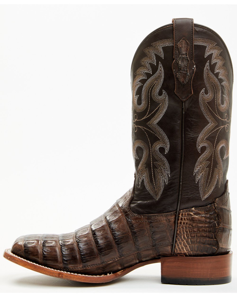 Cody James - Men's Exotic Caiman Tail Skin Western Boots - Broad Square Toe | Dark Brown