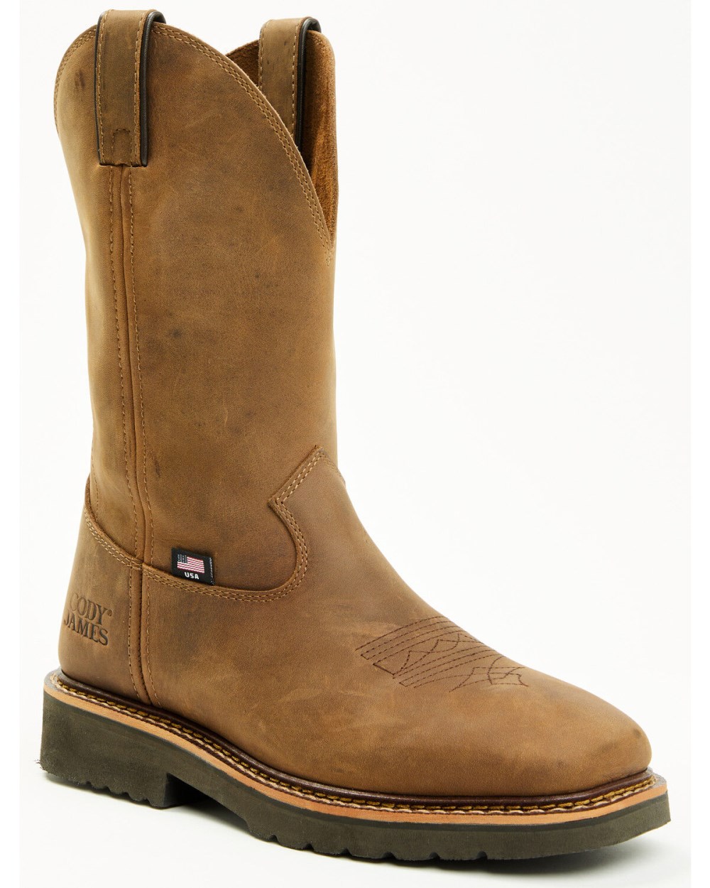 Cody James - Men's Pull-On Work Boots - Soft Toe | Brown