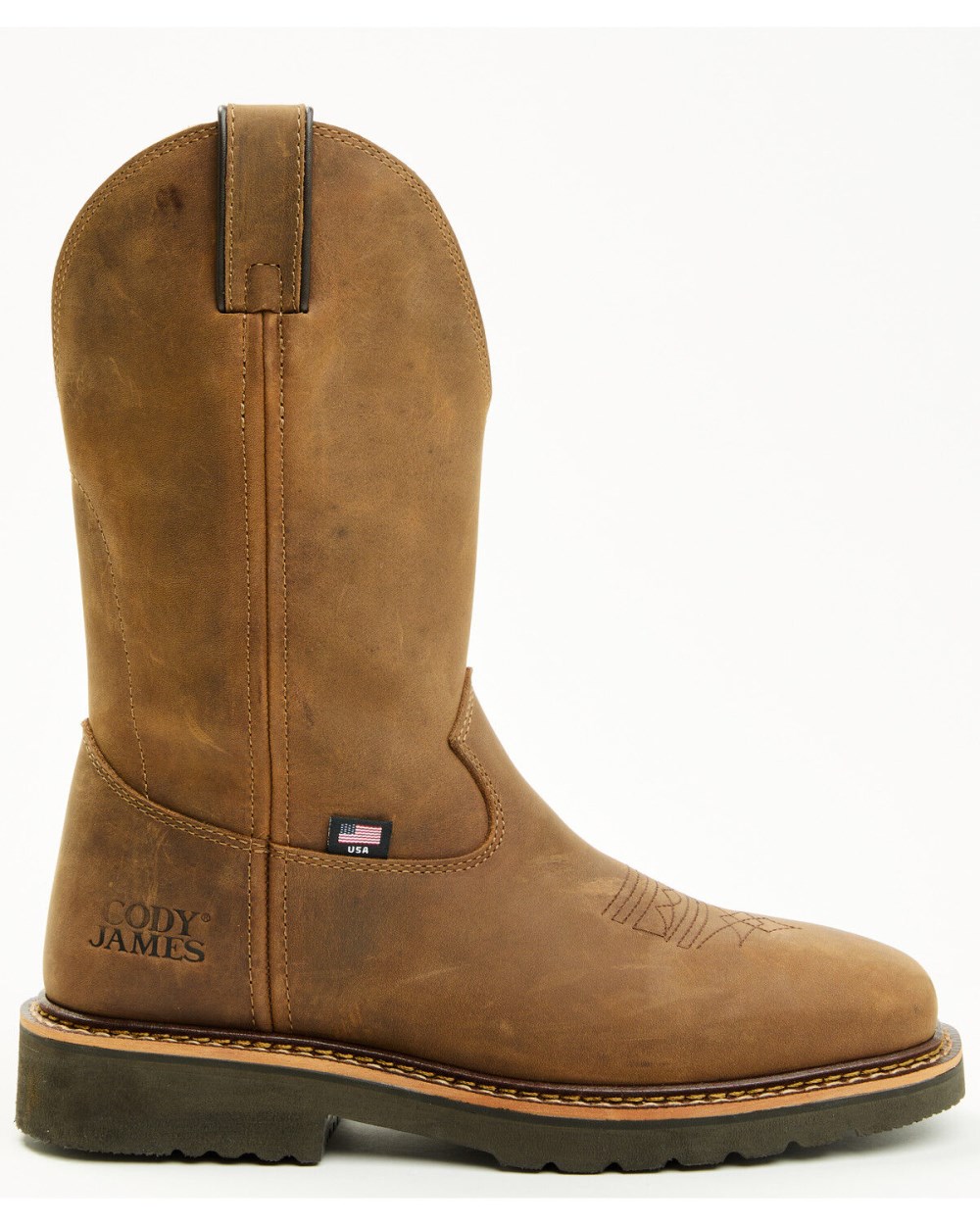 Cody James - Men's Pull-On Work Boots - Soft Toe | Brown