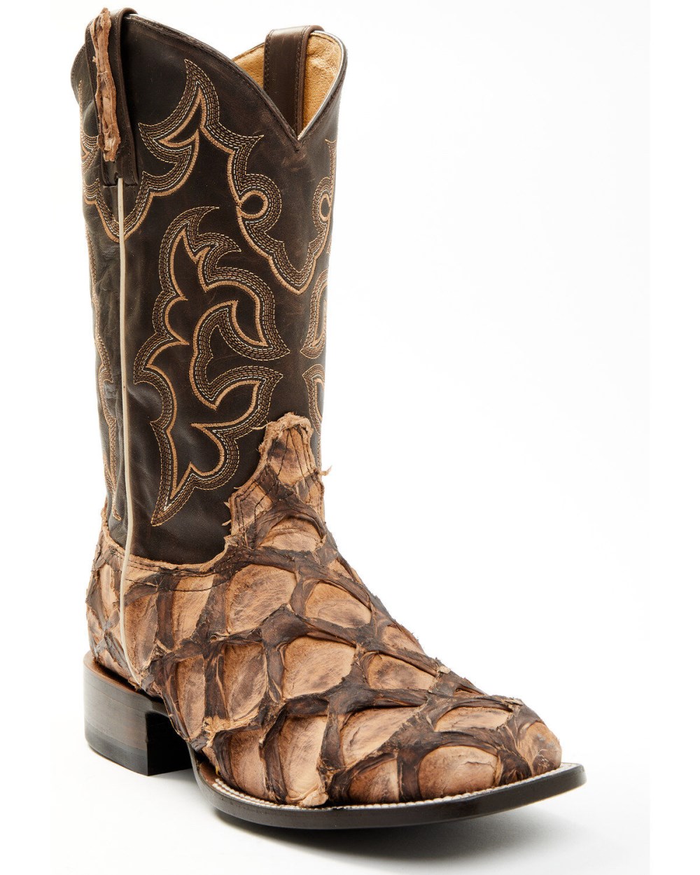 Cody James - Men's Exotic Pirarucu Western Boots - Broad Square Toe | Chocolate