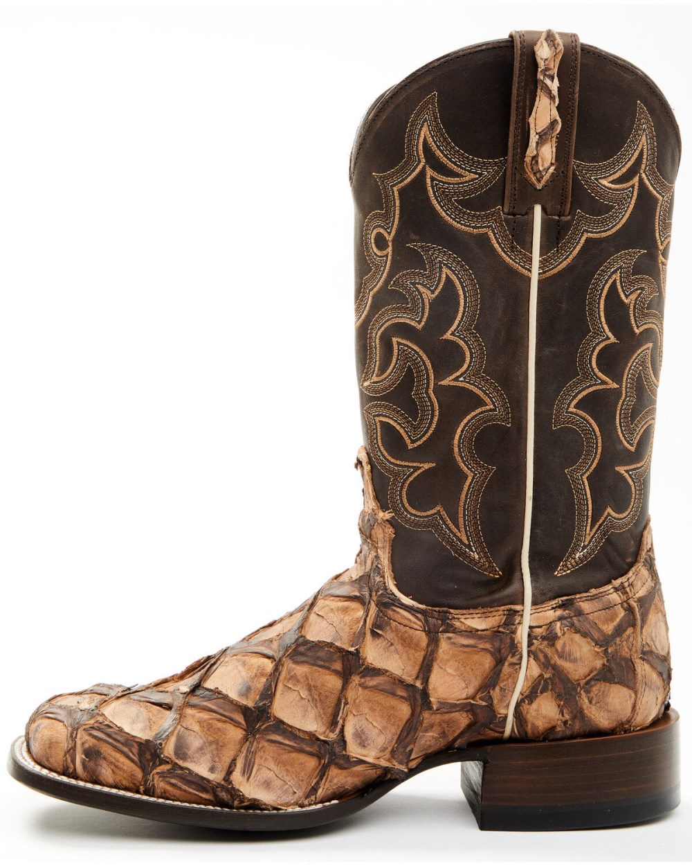 Cody James - Men's Exotic Pirarucu Western Boots - Broad Square Toe | Chocolate