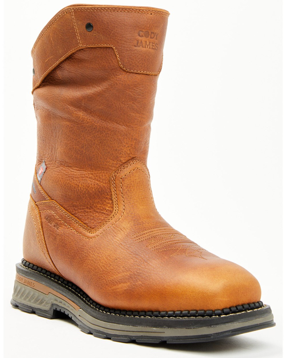 Cody James - Men's 11" Waterproof Insulated Pull-On Work Boots - Composite Toe | Medium Brown