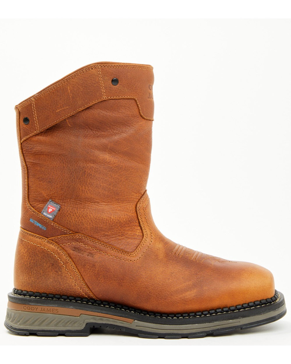 Cody James - Men's 11" Waterproof Insulated Pull-On Work Boots - Composite Toe | Medium Brown