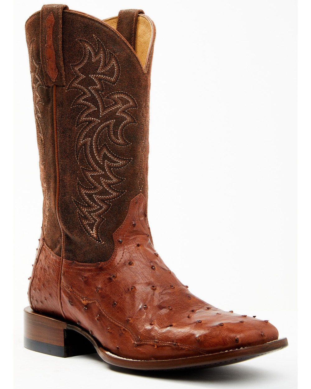Cody James - Men's Brandy Genuine Ostrich Exotic Western Boots - Broad Square Toe | Red