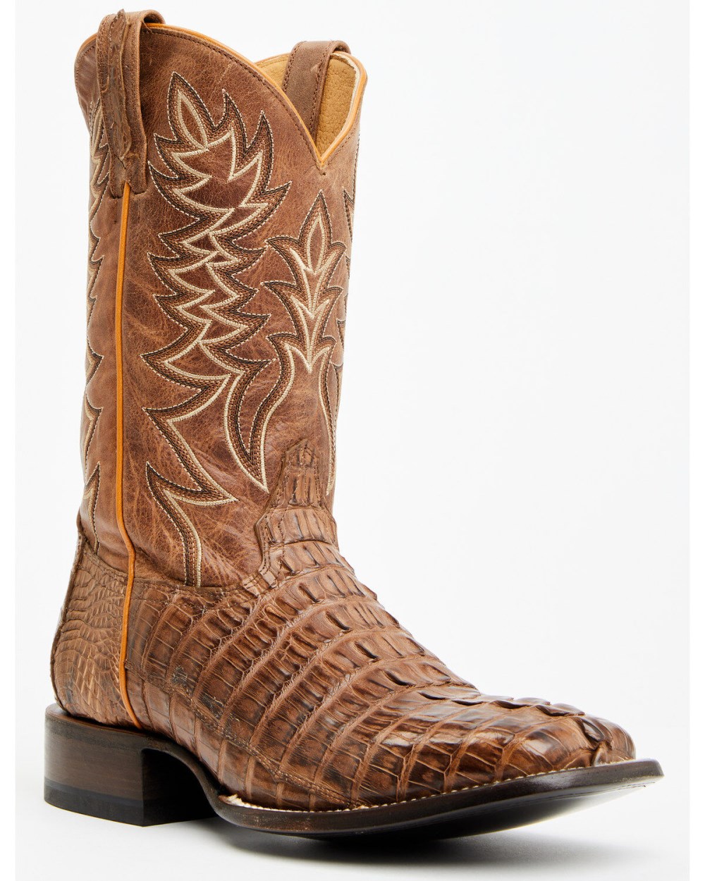Cody James - Men's Exotic Caiman Tail Western Boots - Broad Square Toe | Brown