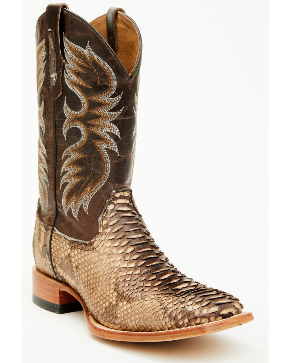 Cody James - Men's Exotic Python Western Boots - Broad Square Toe | Dark Brown
