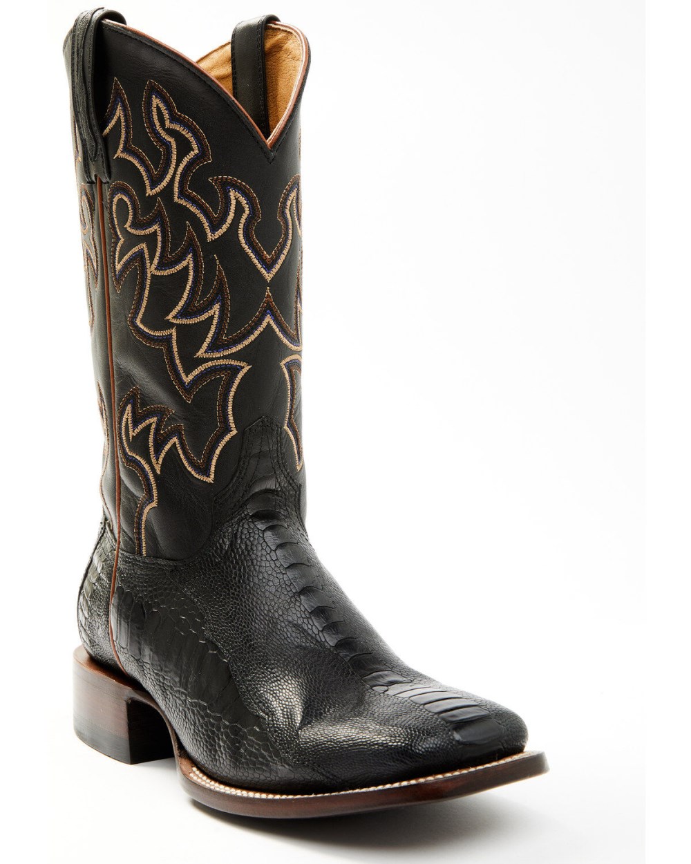 Cody James - Men's Exotic Ostrich Leg Western Boots - Broad Square Toe | Black