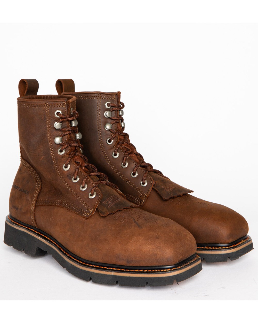 Cody James - Men's 8" Mustang Lace-Up Kiltie Work Boots - Composite Toe | Brown