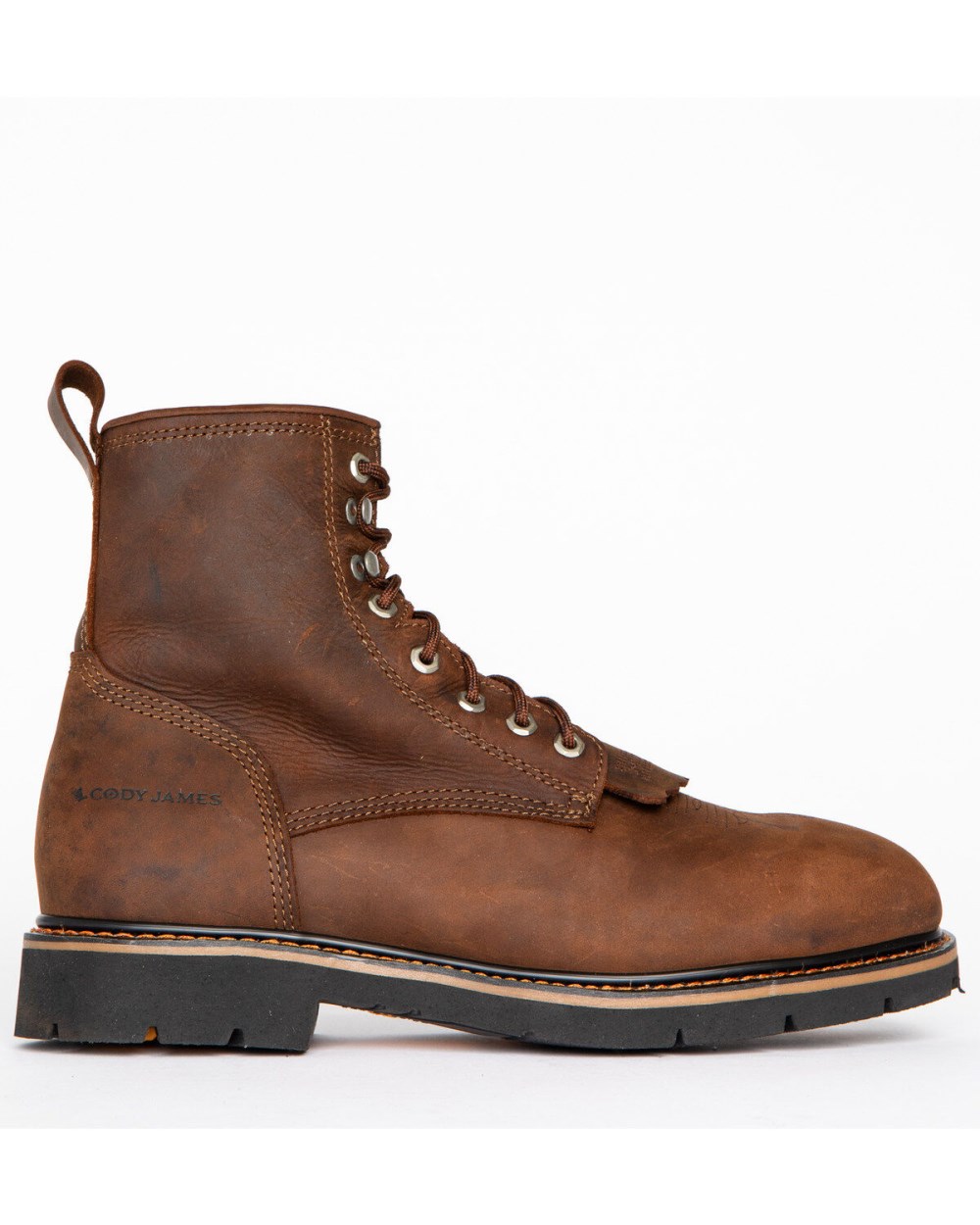 Cody James - Men's 8" Mustang Lace-Up Kiltie Work Boots - Composite Toe | Brown